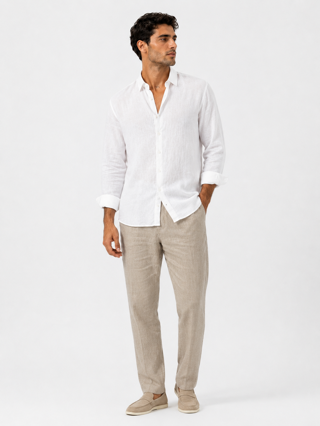 Men’s White Linen Shirt