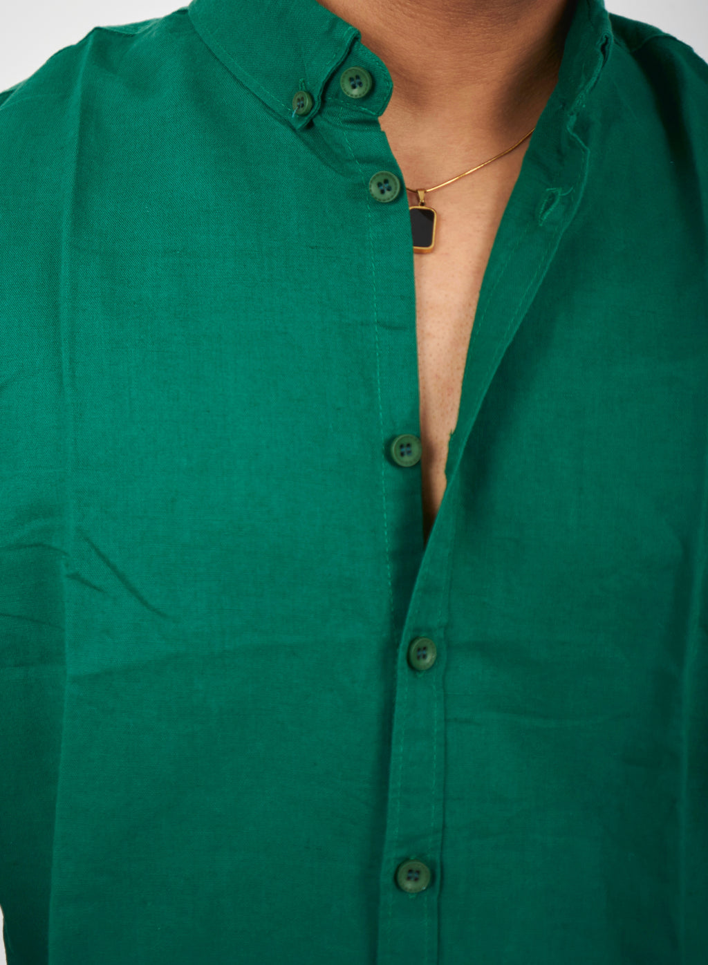 Plain Green Linen Shirt