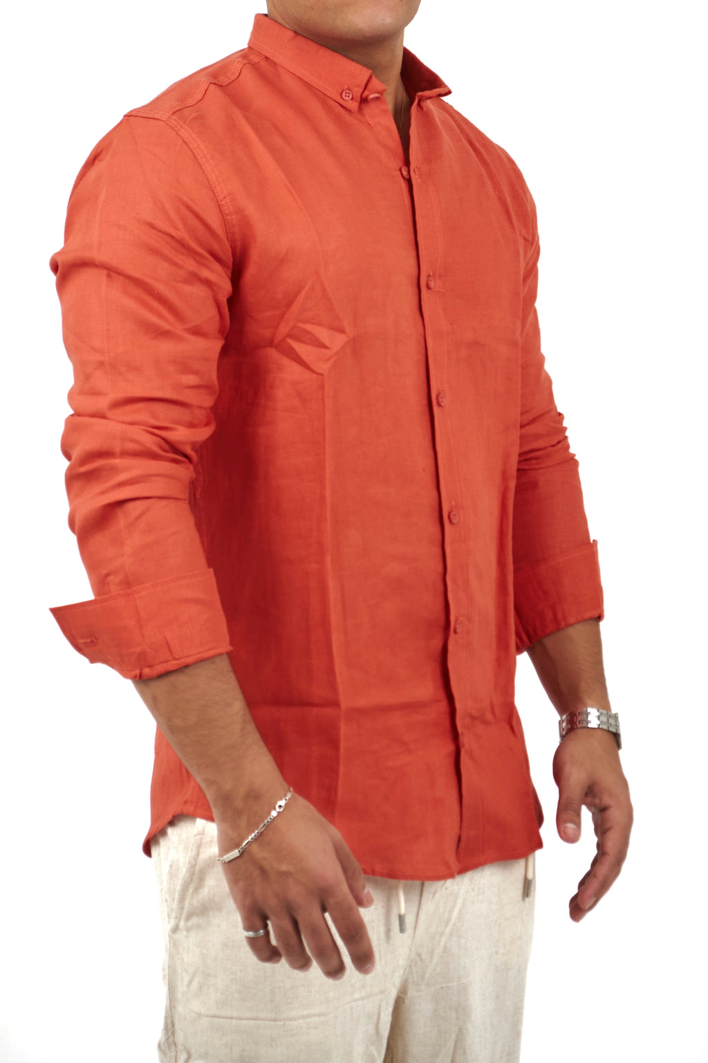 Rust Red Linen Shirt