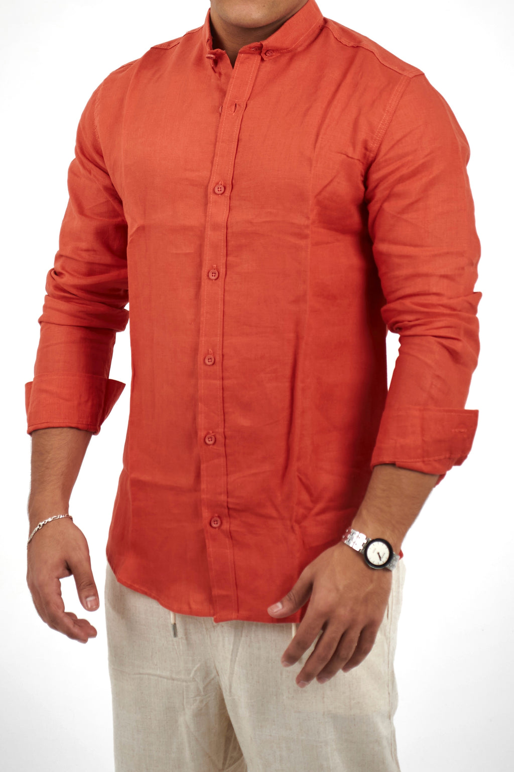 Rust Red Linen Shirt