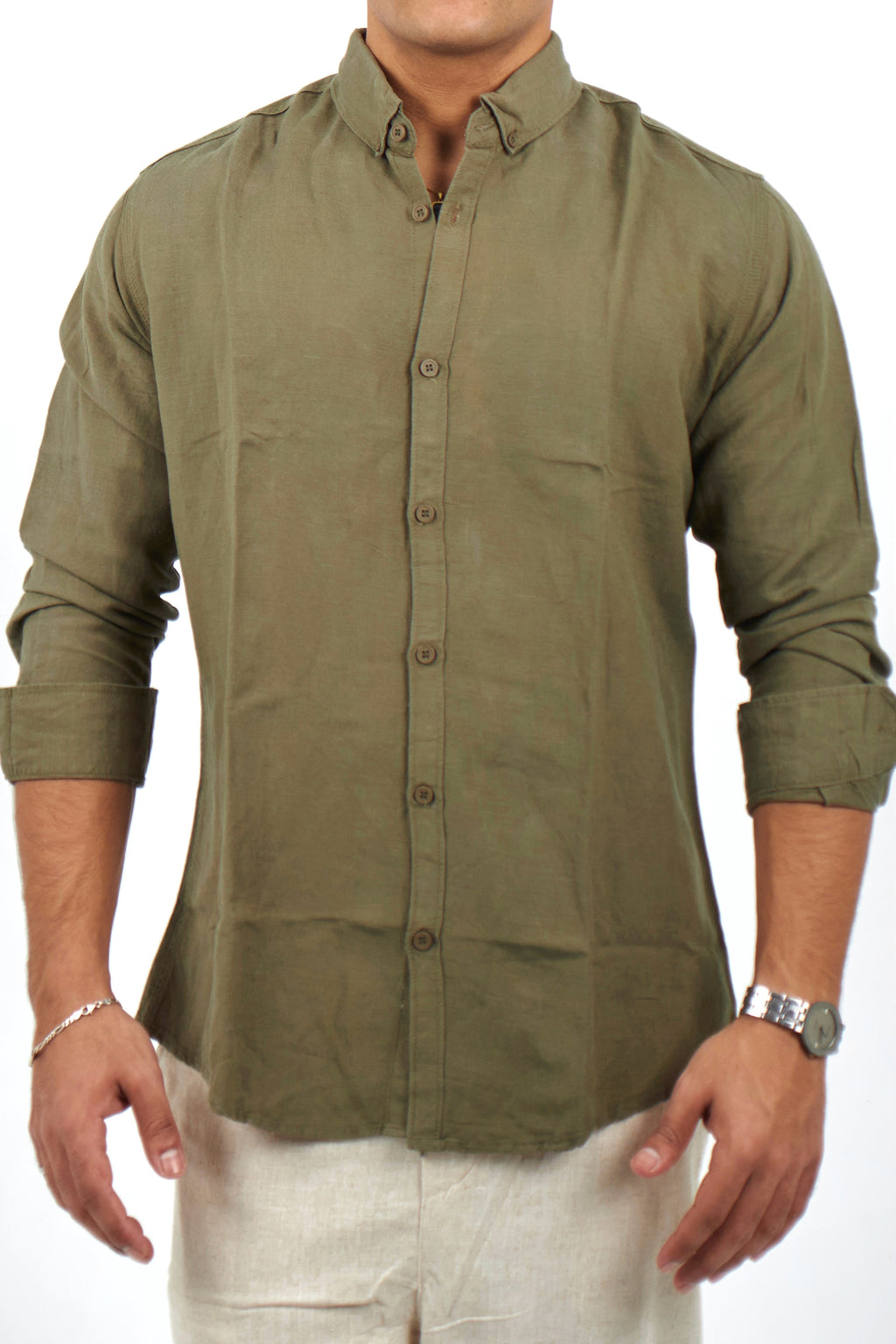 Light Olive Linen Shirt