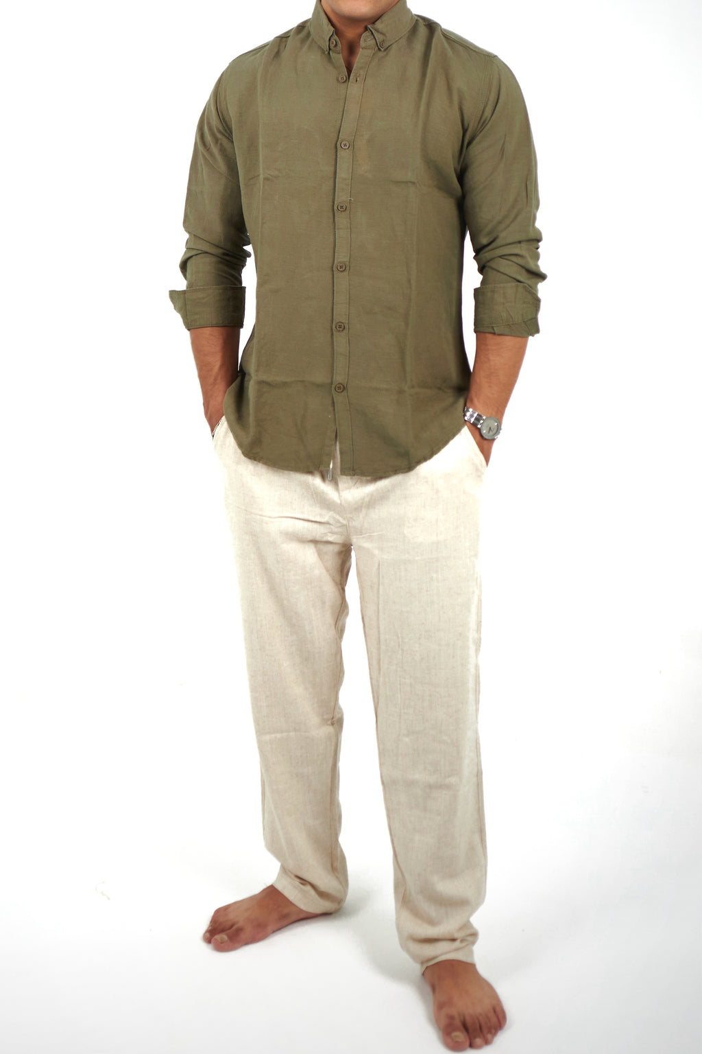 Light Olive Linen Shirt