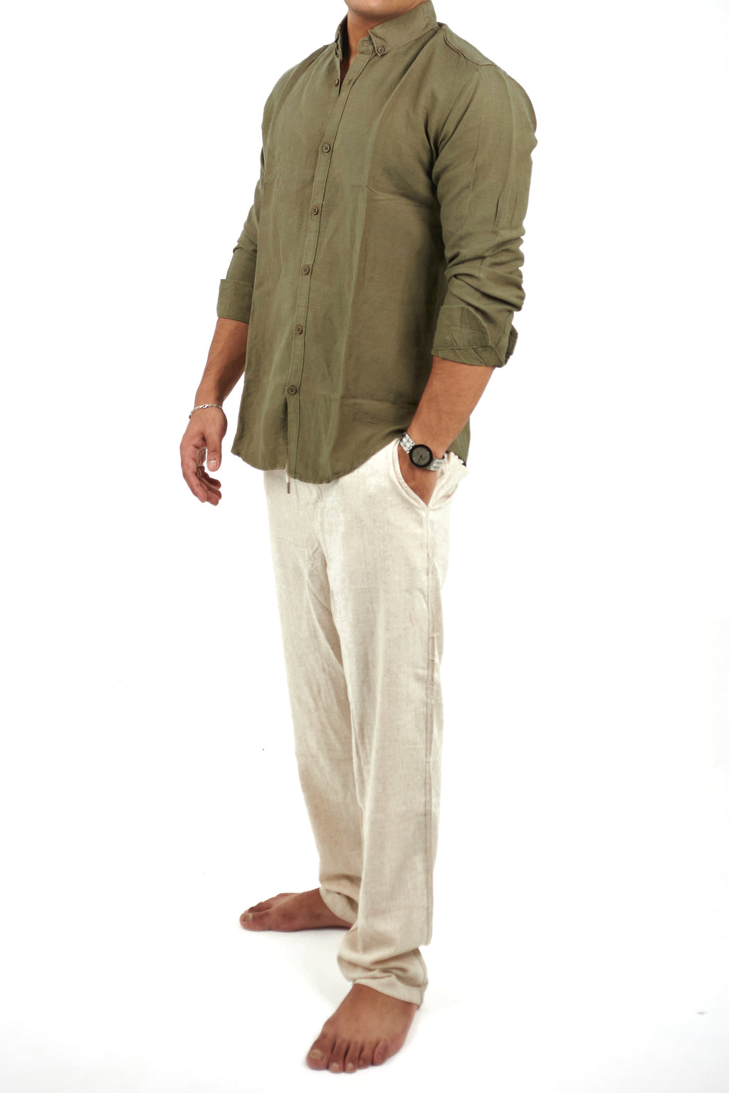 Light Olive Linen Shirt