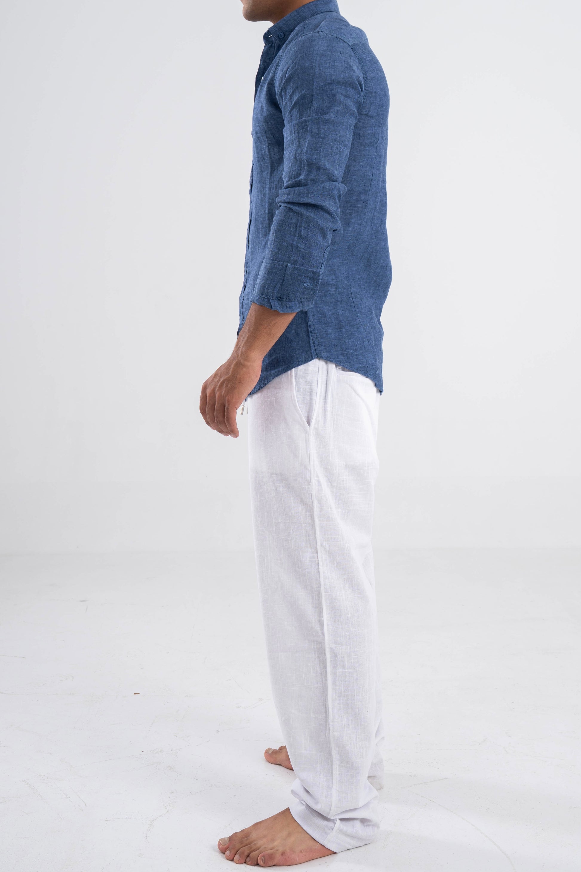 Navy Blue Linen Shirt