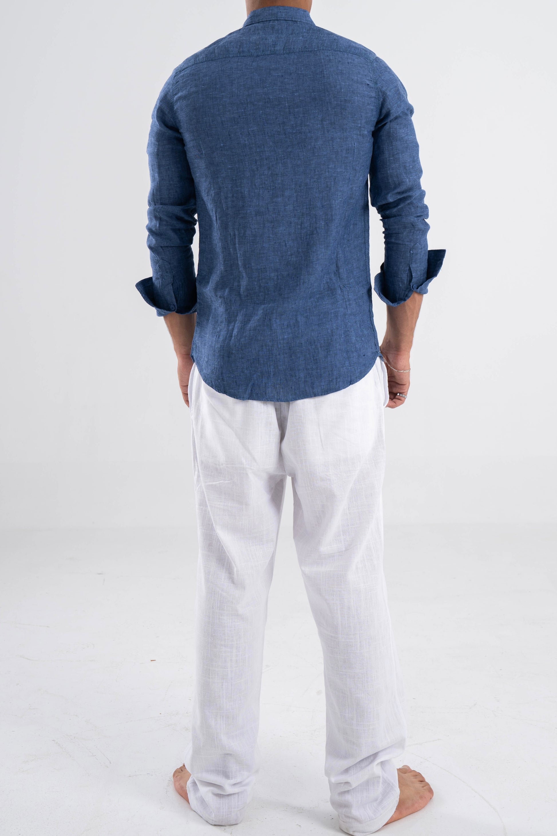 Navy Blue Linen Shirt