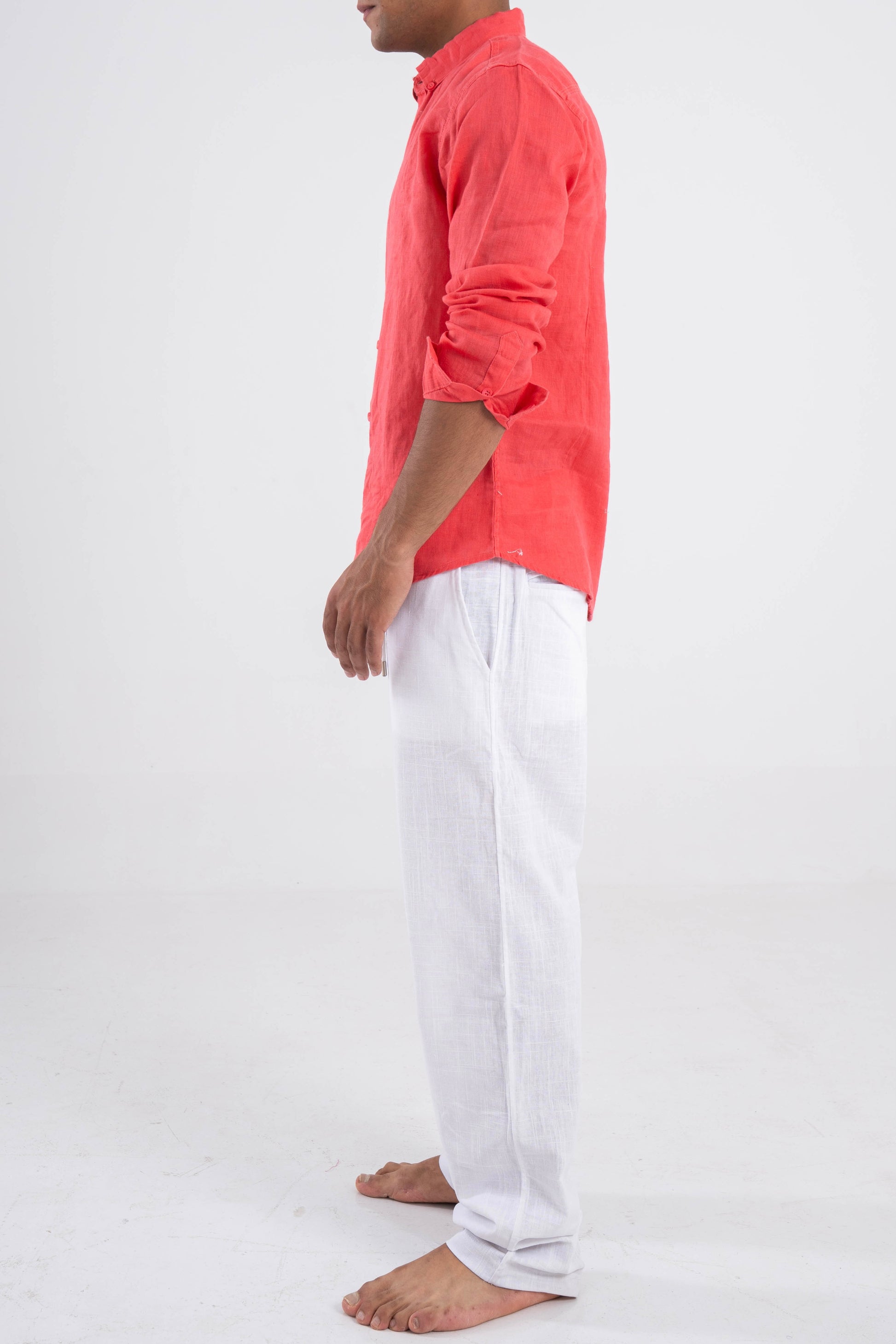 Coral Red Linen Shirt