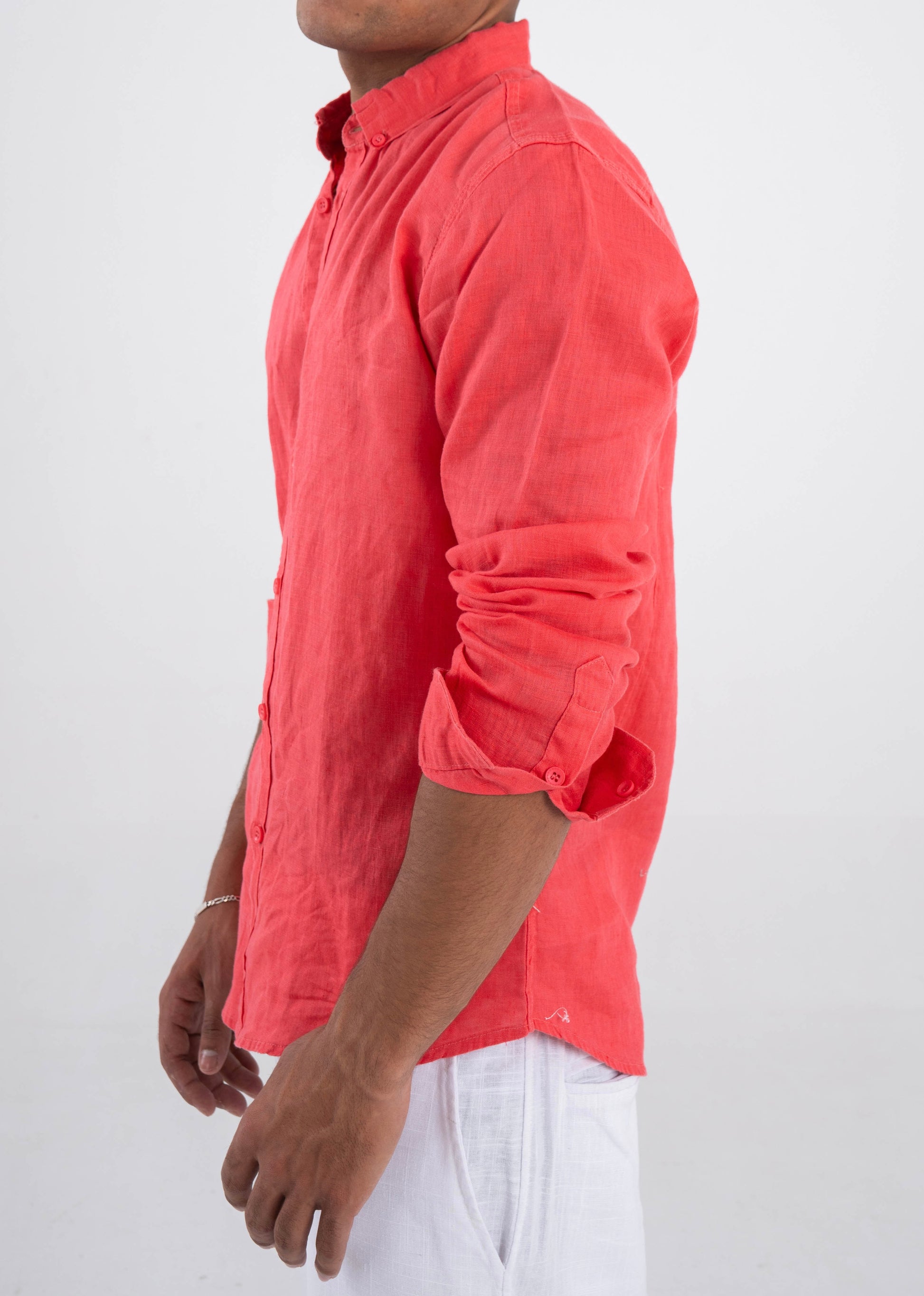 Coral Red Linen Shirt