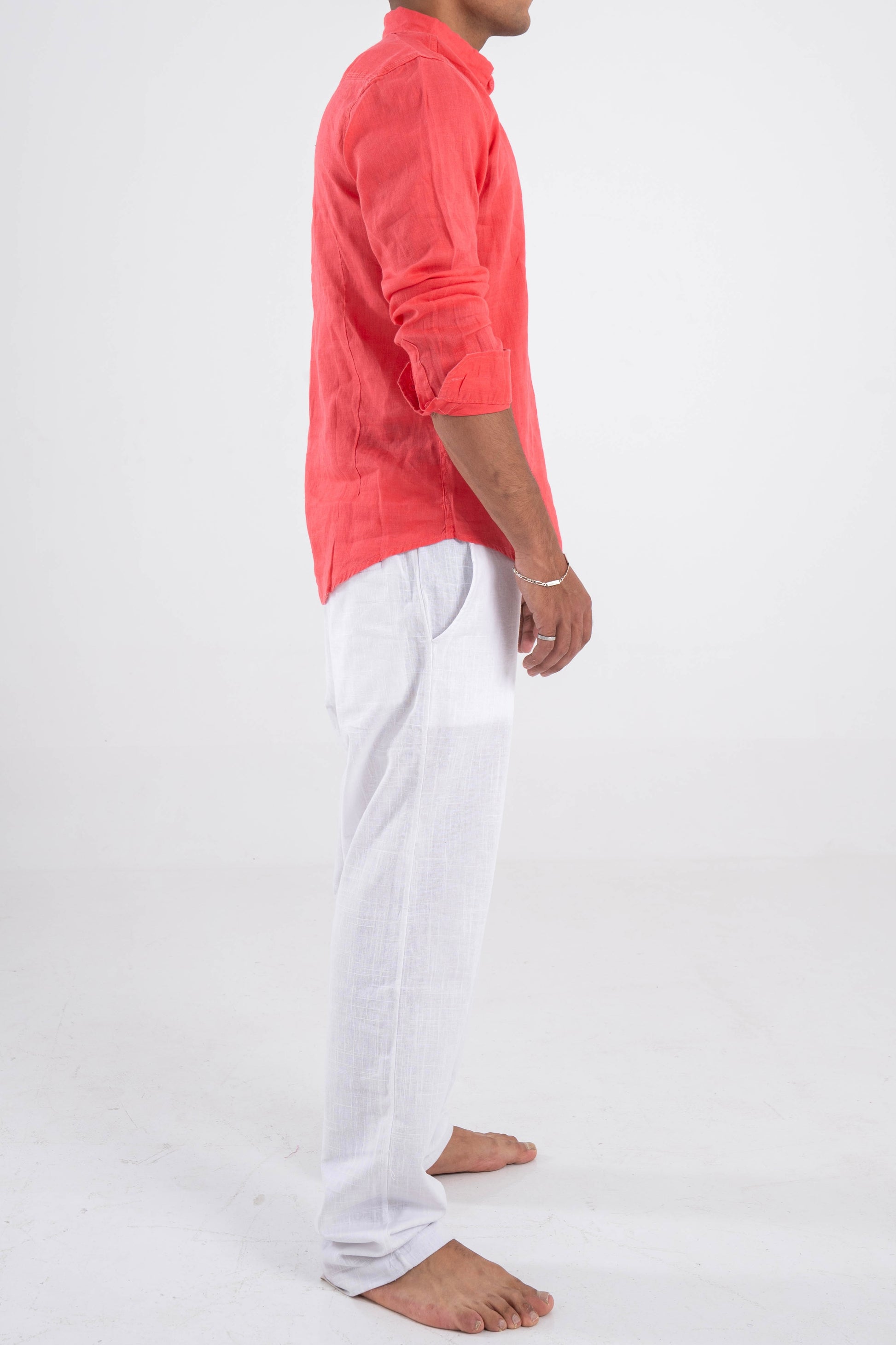 Coral Red Linen Shirt