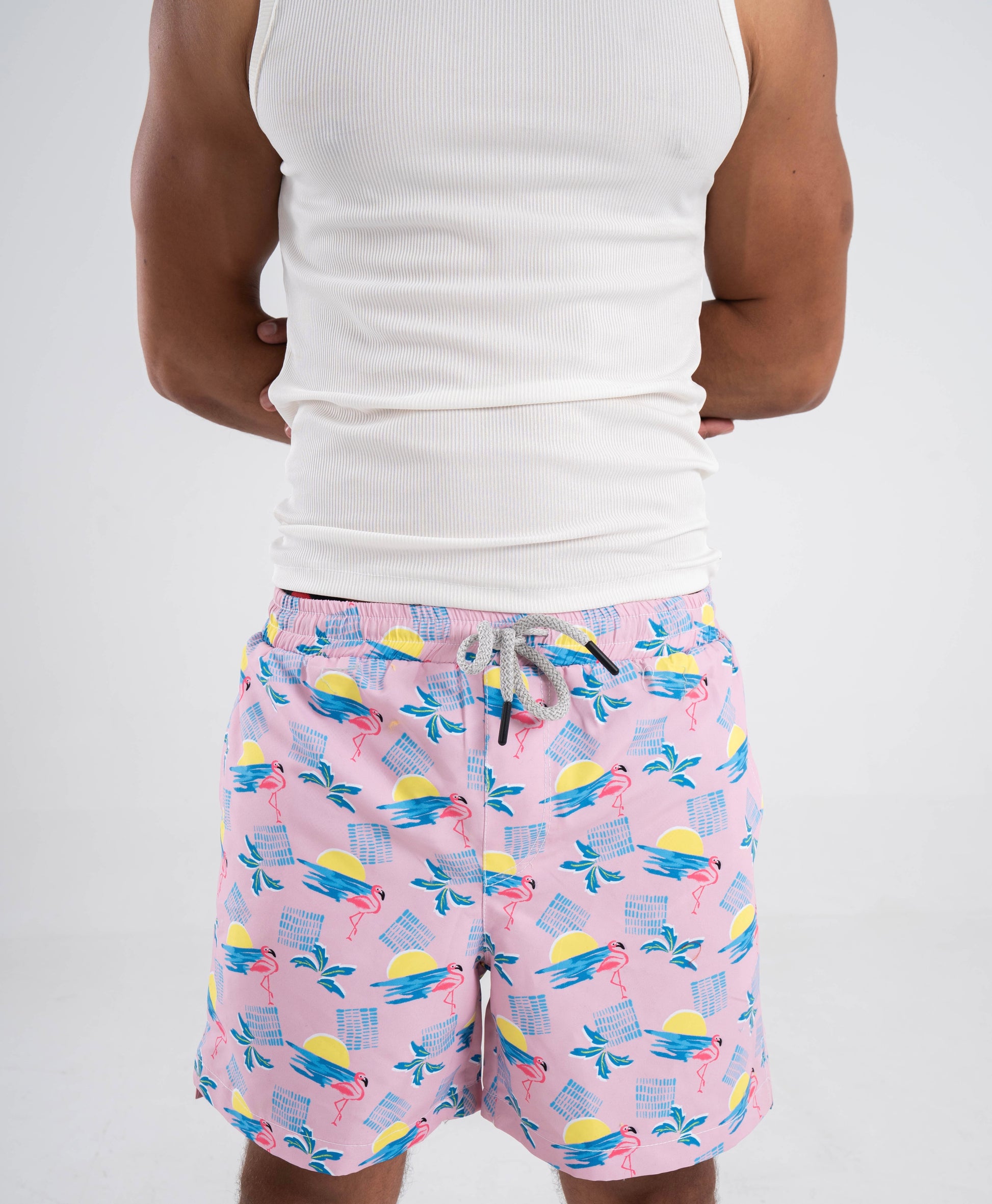 Pink tropical swim short
