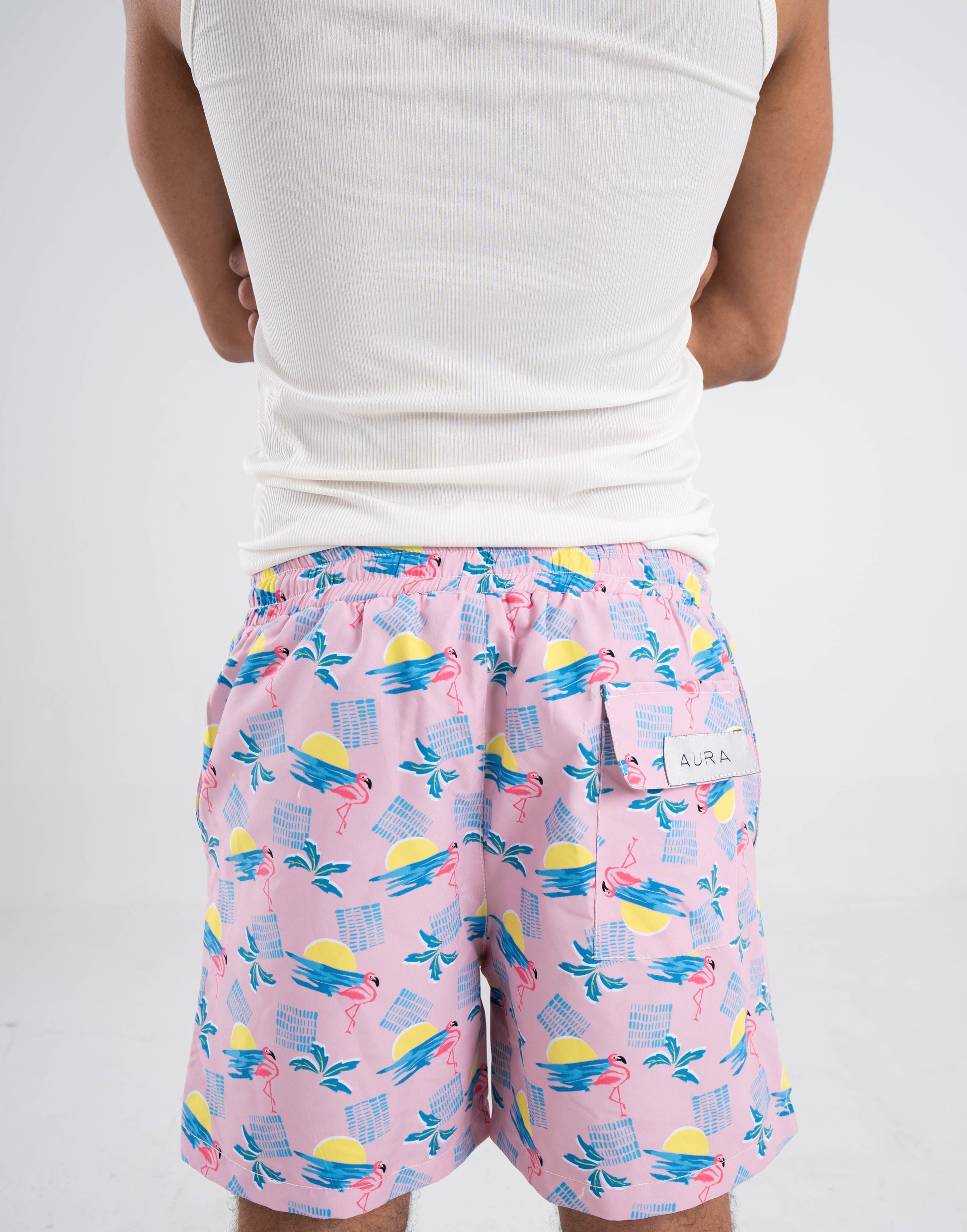 Pink tropical swim short