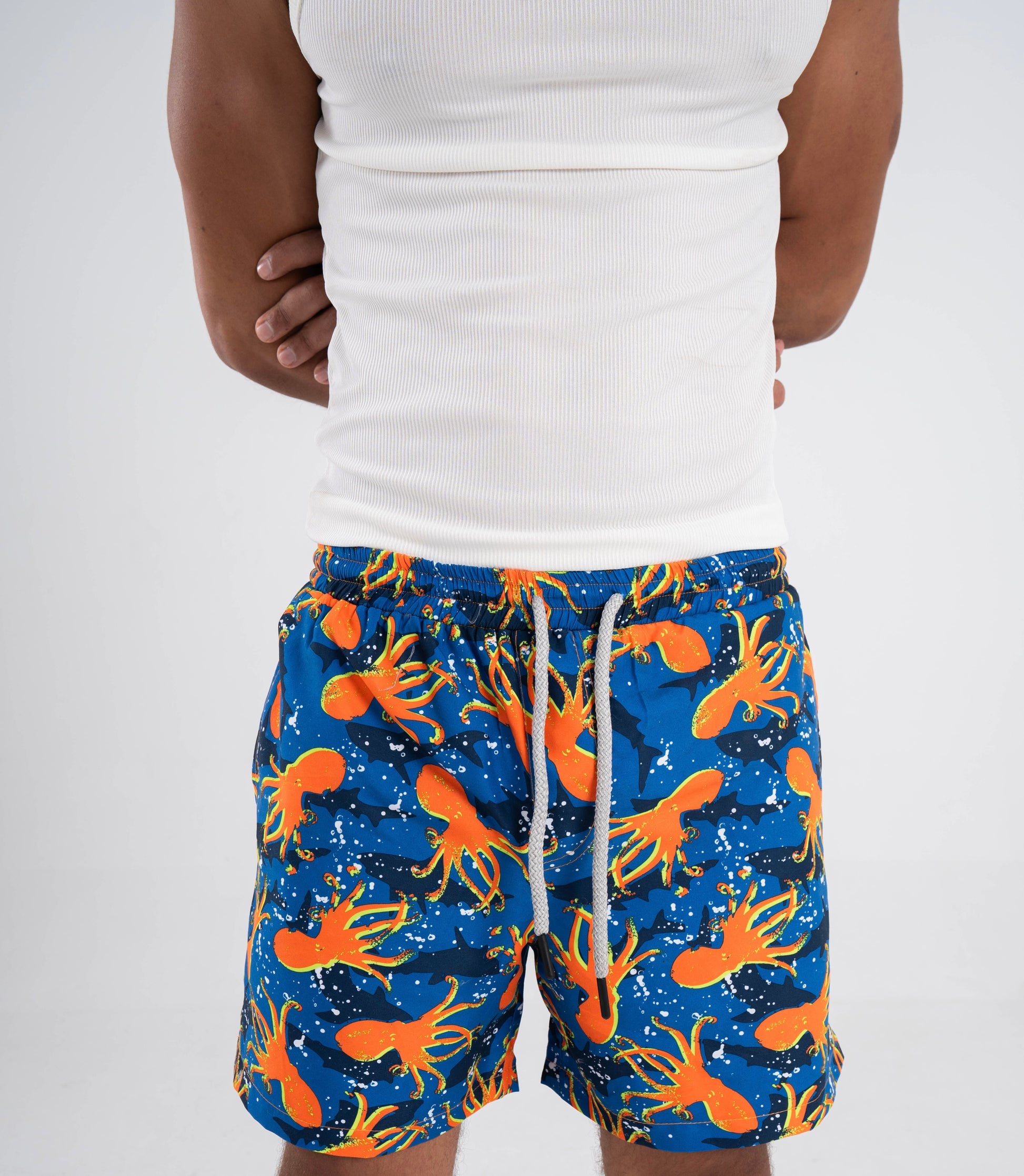 Orange octopus swim short