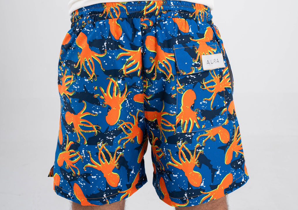 Orange octopus swim short