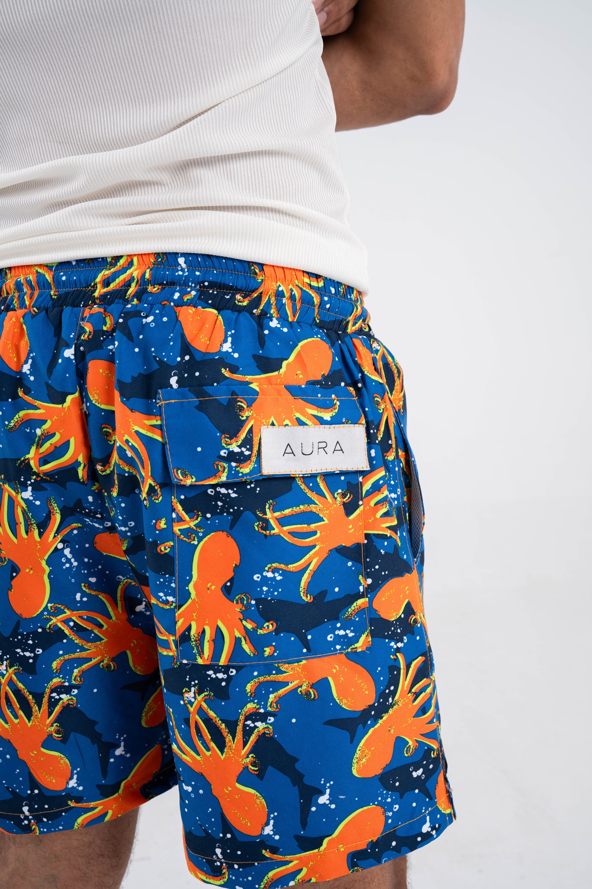 Orange octopus swim short