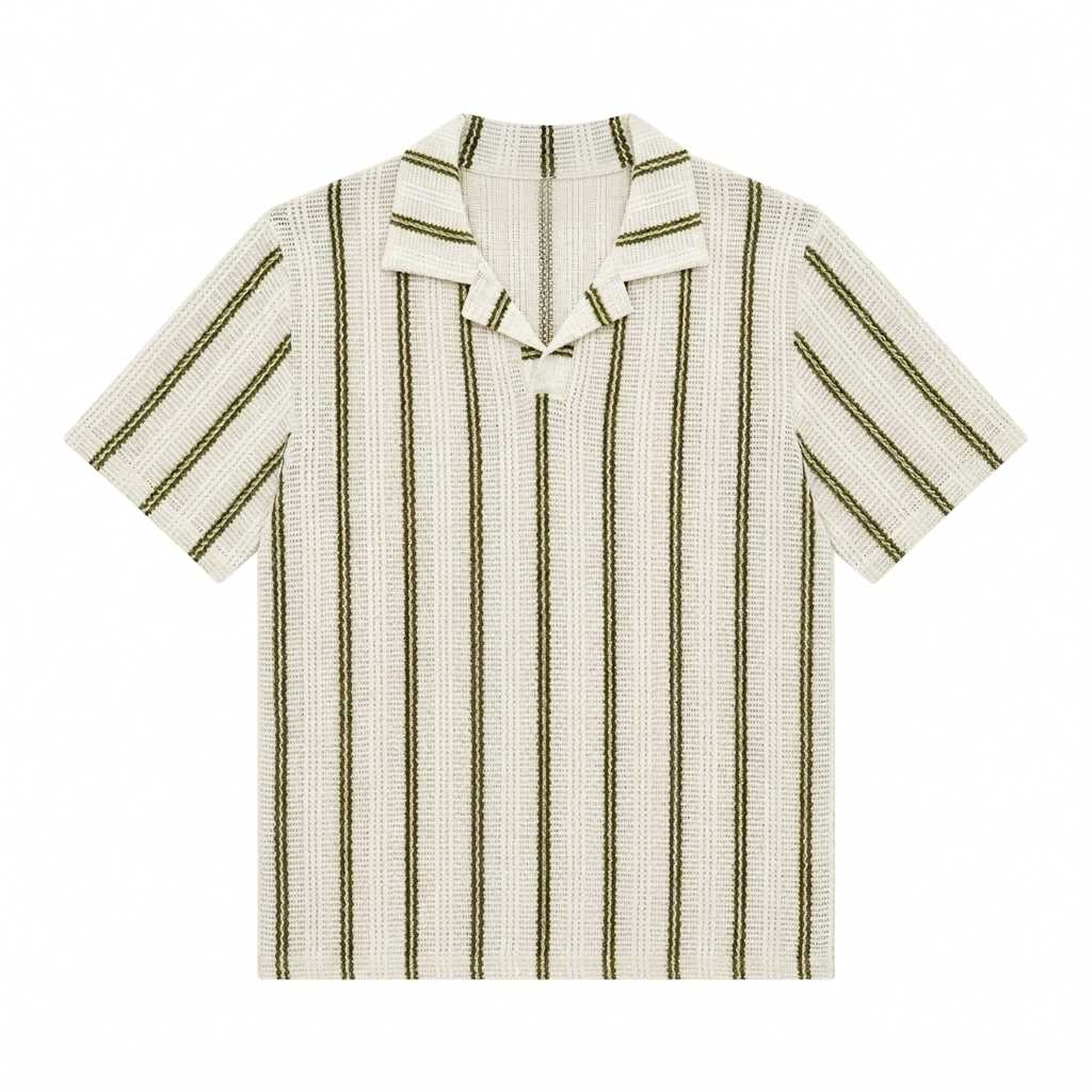 Riviera Knit Polo – Olive Stripe