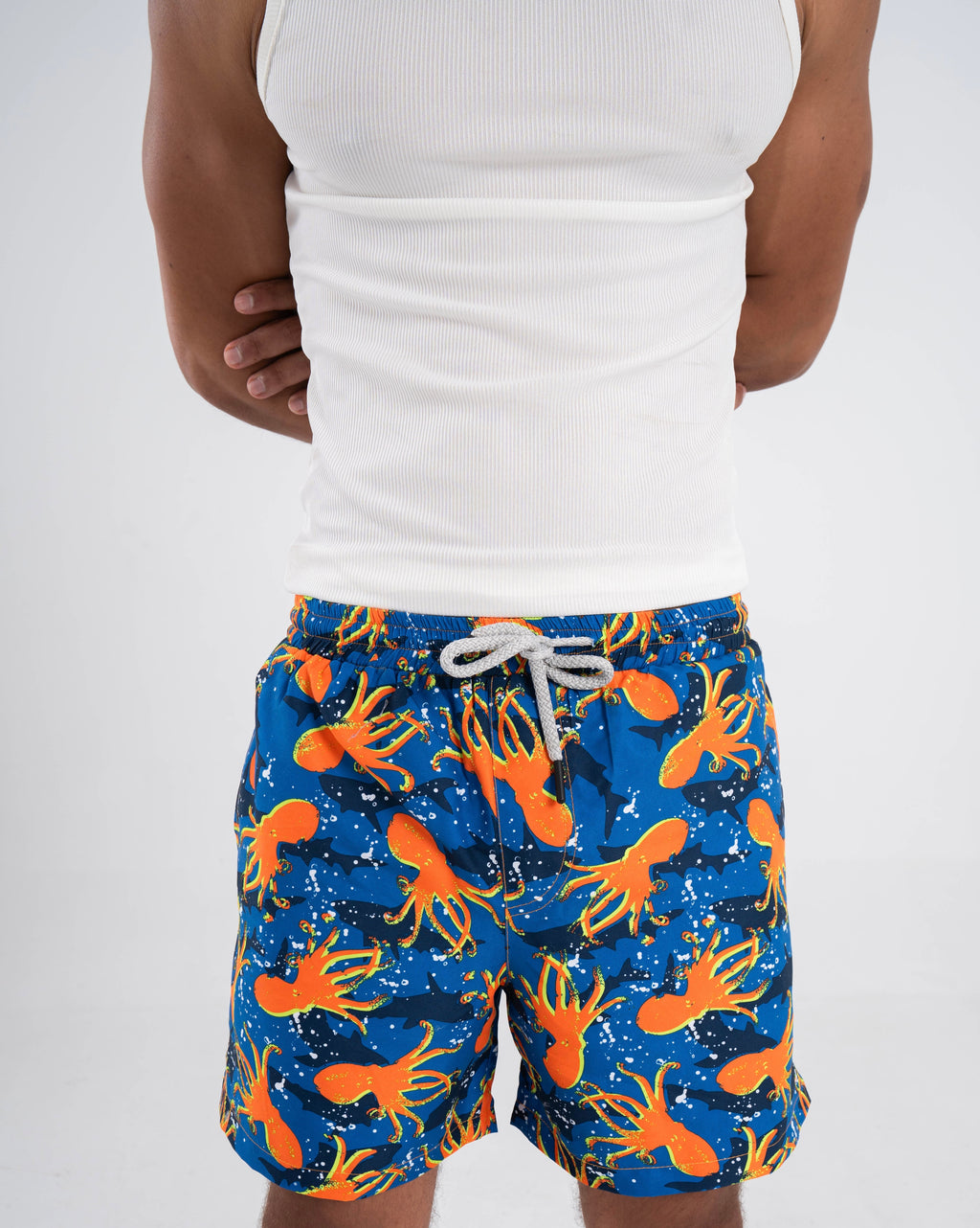 Orange octopus swim short