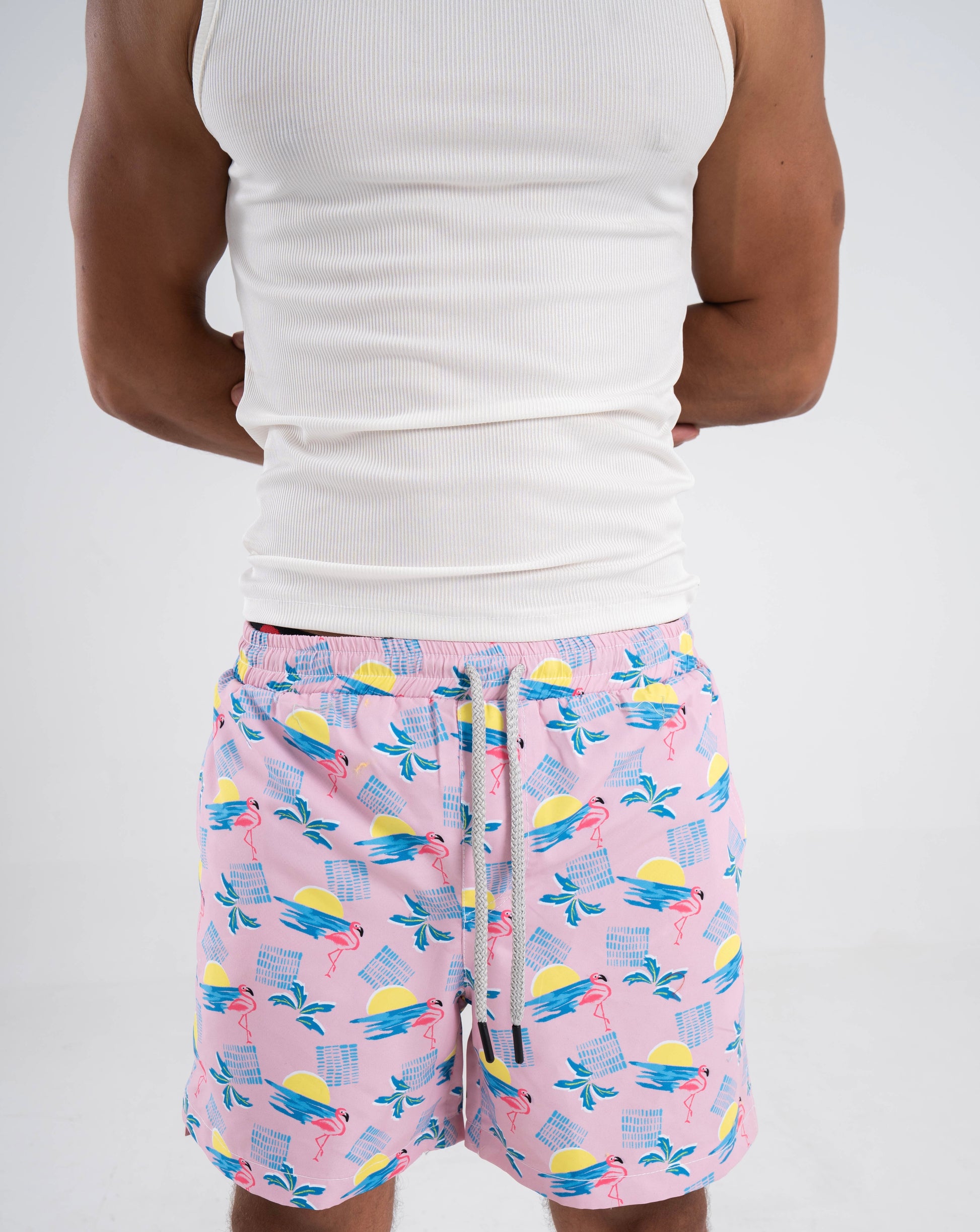 Pink tropical swim short